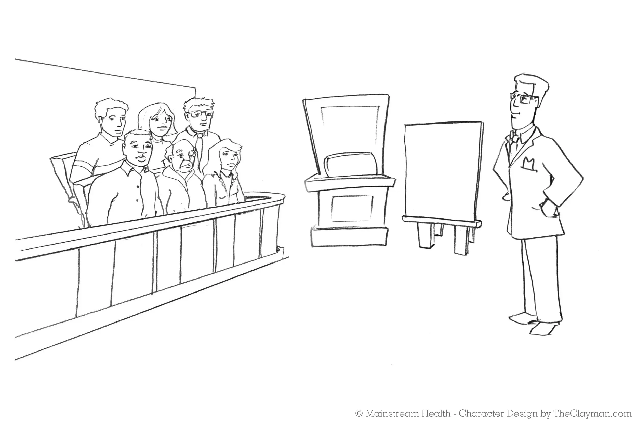 Animation sketches by The Clayman Studio for Mainstream Health educational and instructional materials