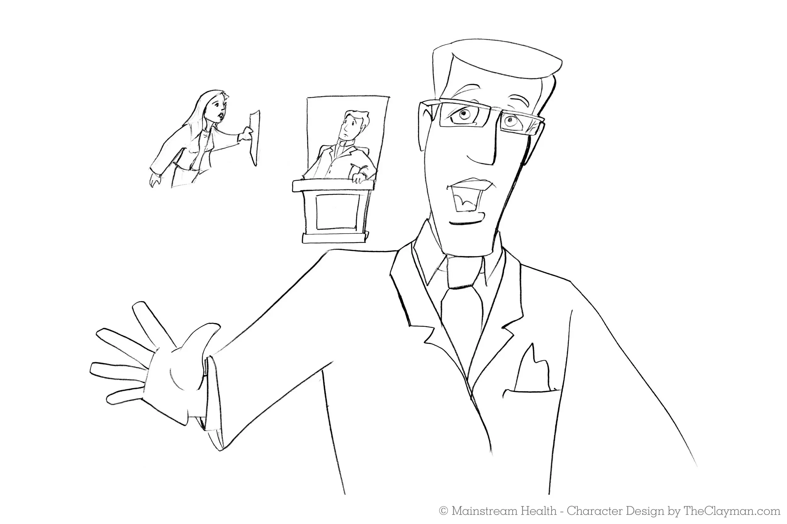 Animation sketches by The Clayman Studio for Mainstream Health educational and instructional materials