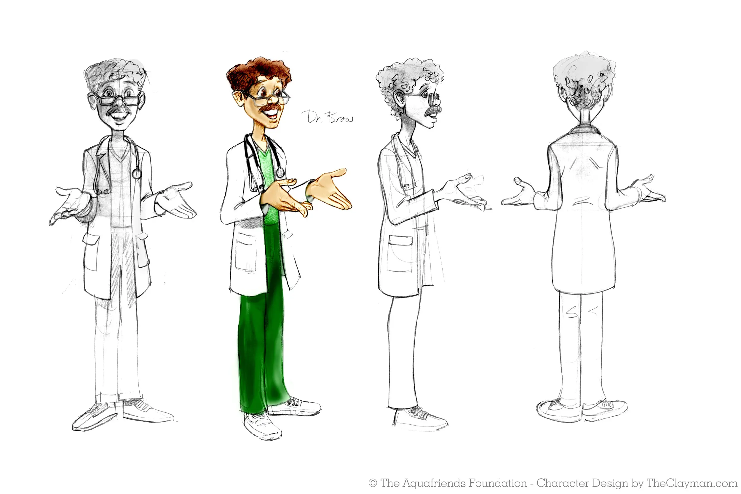 Character concept designs for by The Clayman Studio for Aquafriends Foundation's feature film about ocean conservation and the Pacific Gyre