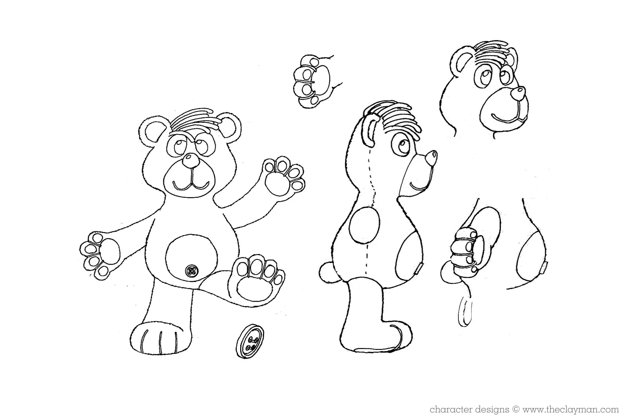 Teddy Land mascot character design by The Clayman Studio for retail toy store, website, and commercials
