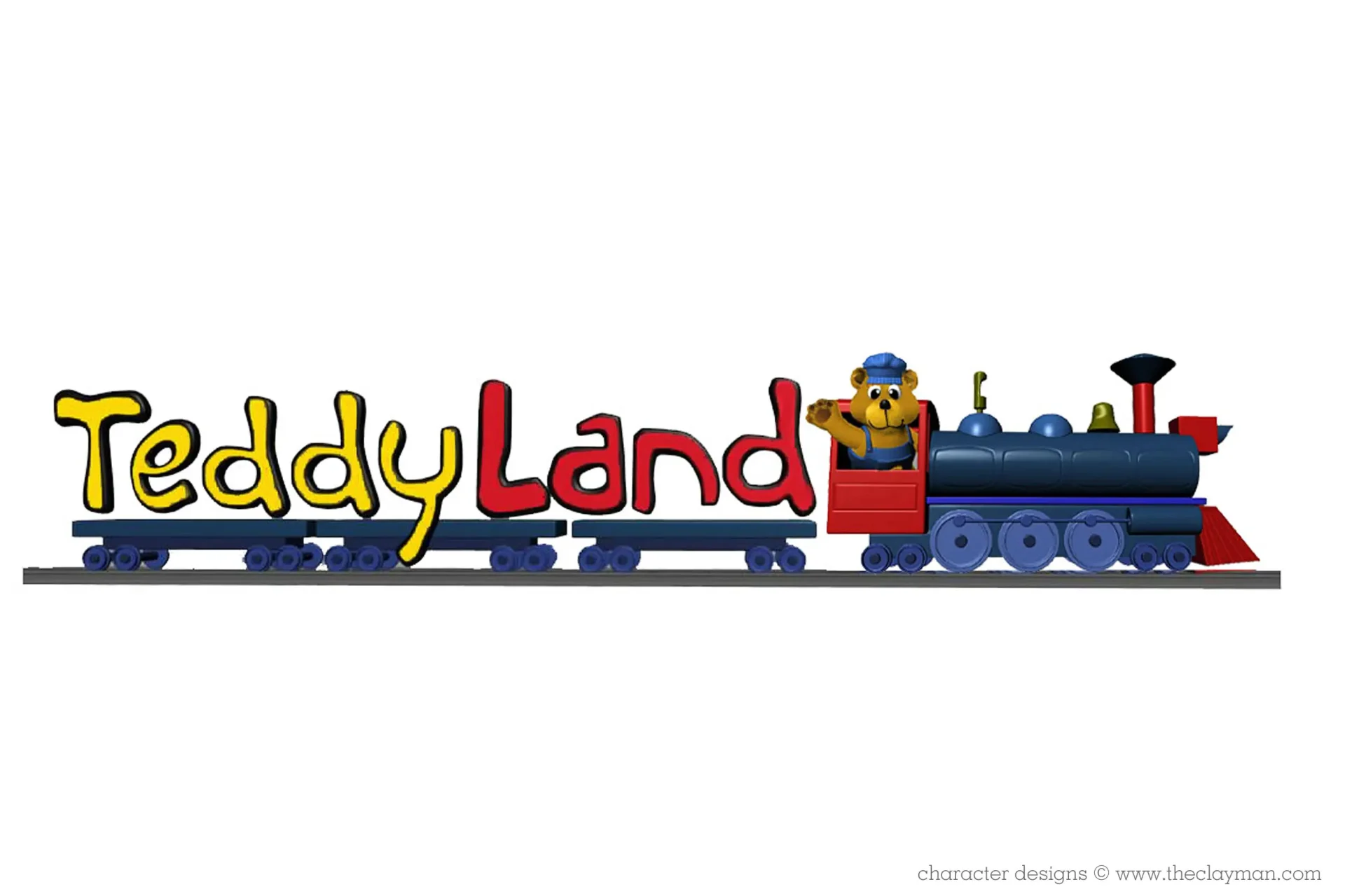 Teddy Land mascot character design by The Clayman Studio for retail toy store, website, and commercials