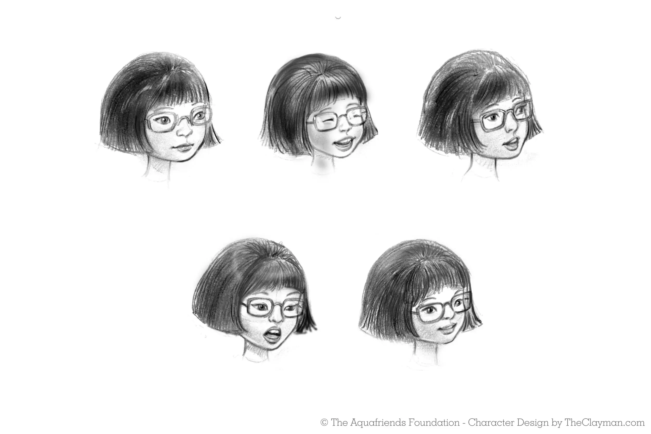 Character concept designs for by The Clayman Studio for Aquafriends Foundation's feature film about ocean conservation and the Pacific Gyre