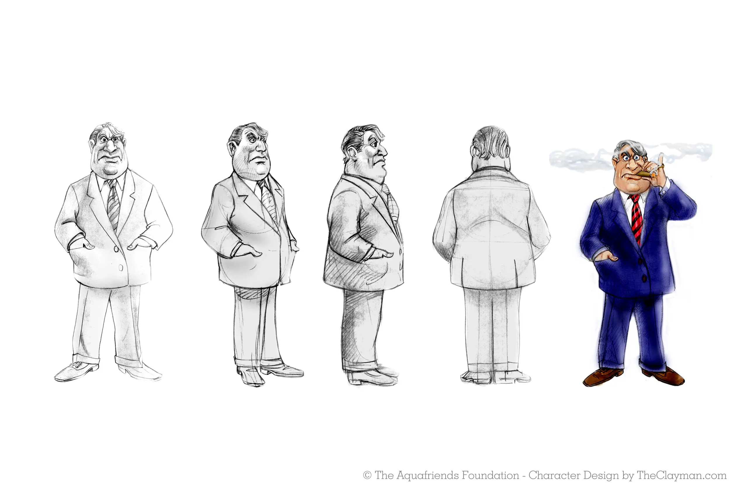 Character concept designs for by The Clayman Studio for Aquafriends Foundation's feature film about ocean conservation and the Pacific Gyre