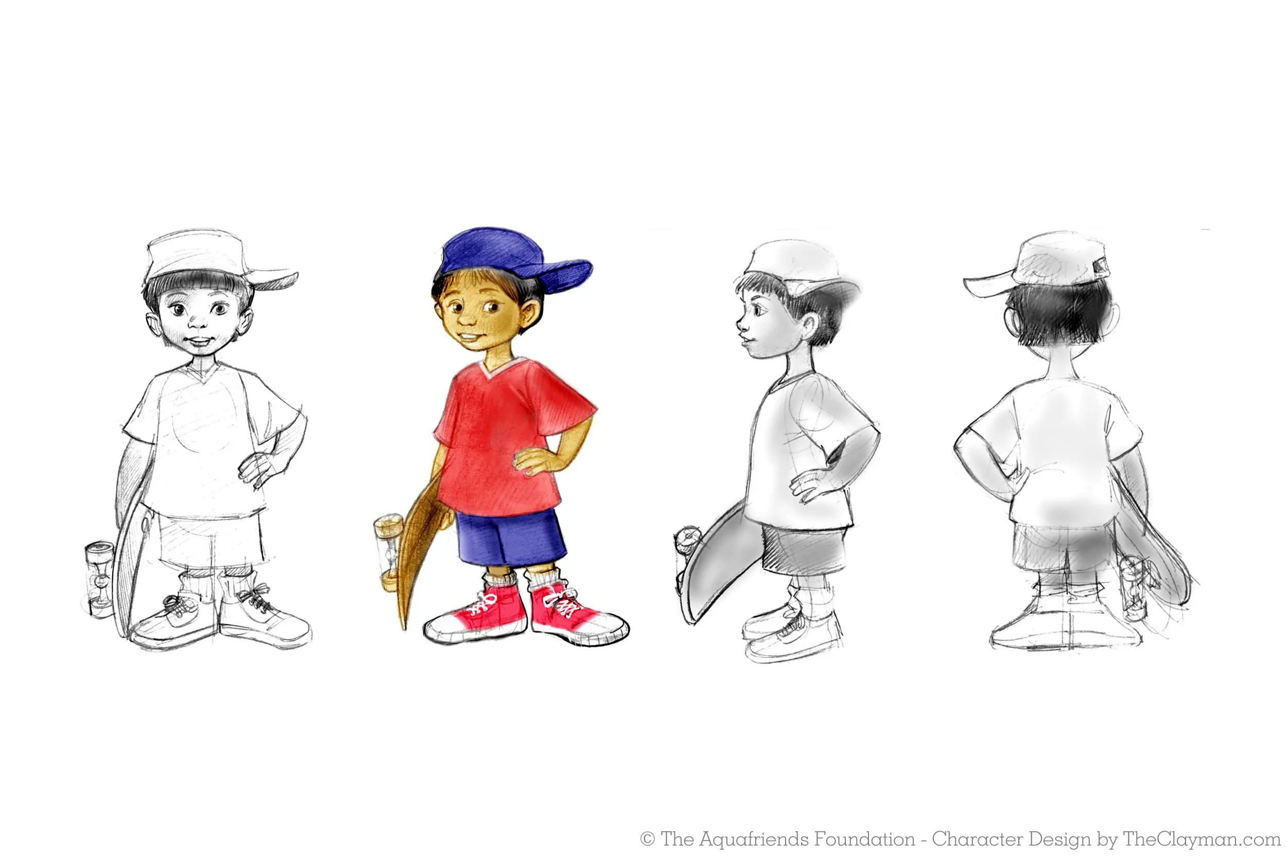 Character concept designs for by The Clayman Studio for Aquafriends Foundation's feature film about ocean conservation and the Pacific Gyre