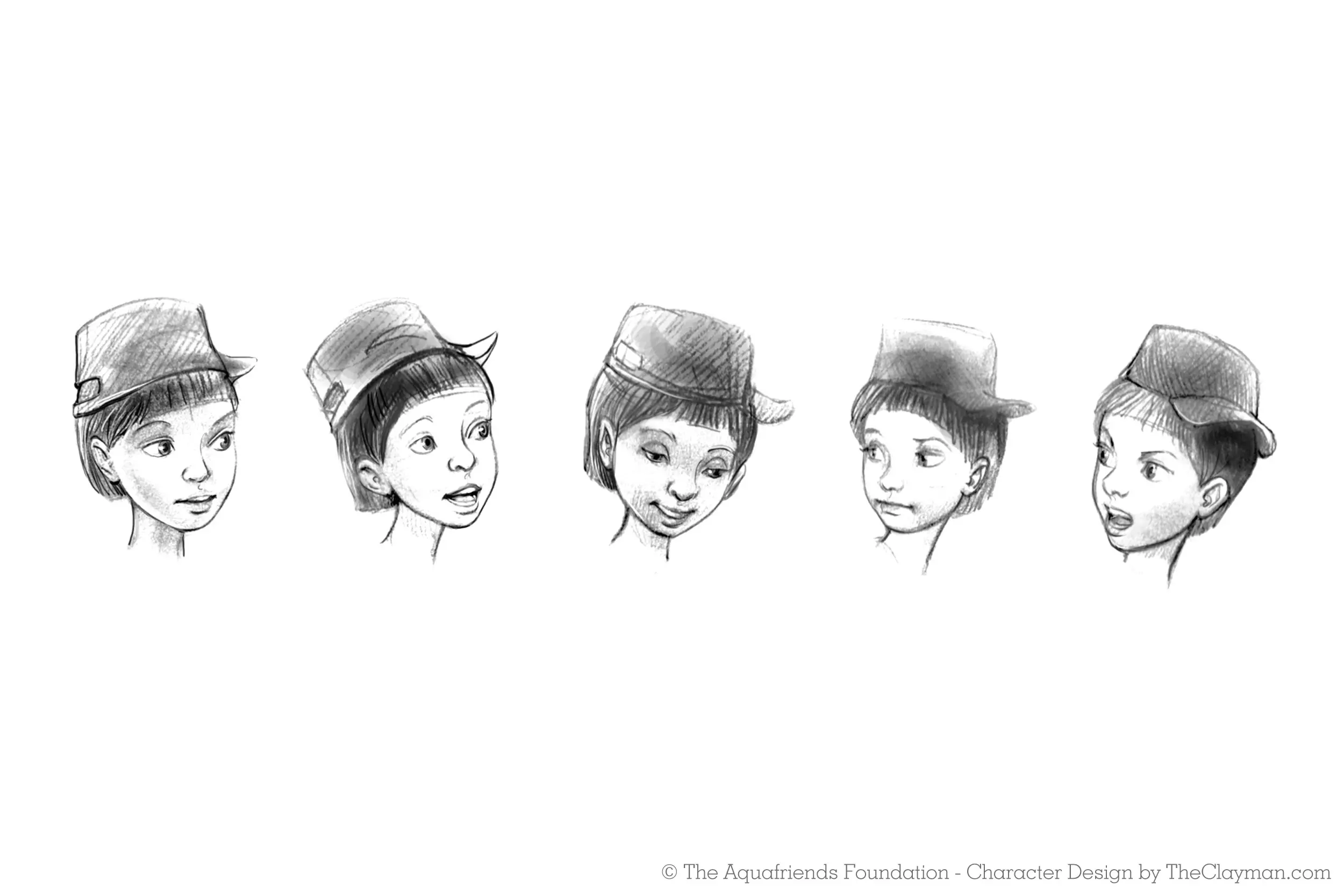 Character concept designs for by The Clayman Studio for Aquafriends Foundation's feature film about ocean conservation and the Pacific Gyre