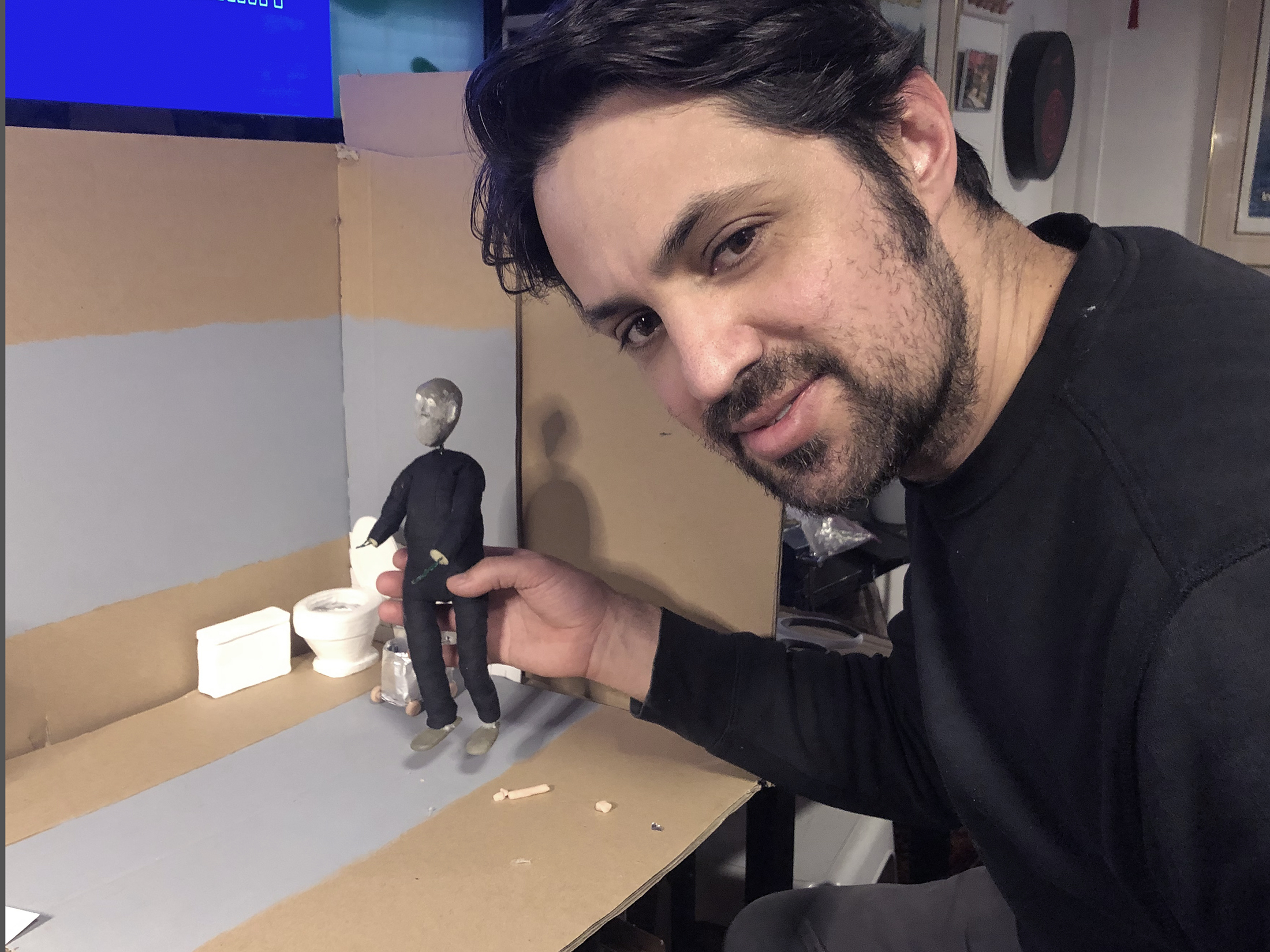 Character sculpting and painting for The Janitor, a student project by Juan Carlos at The Clayman Studio animation workshops in Vancouver