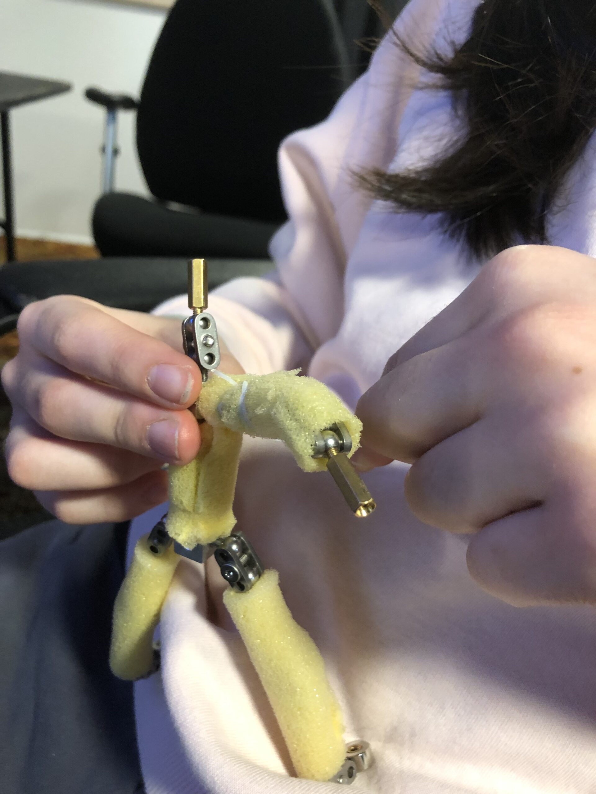 Young animation student Marion working on a series of stop motion animation exercises during her workshop lessons with The Clayman.