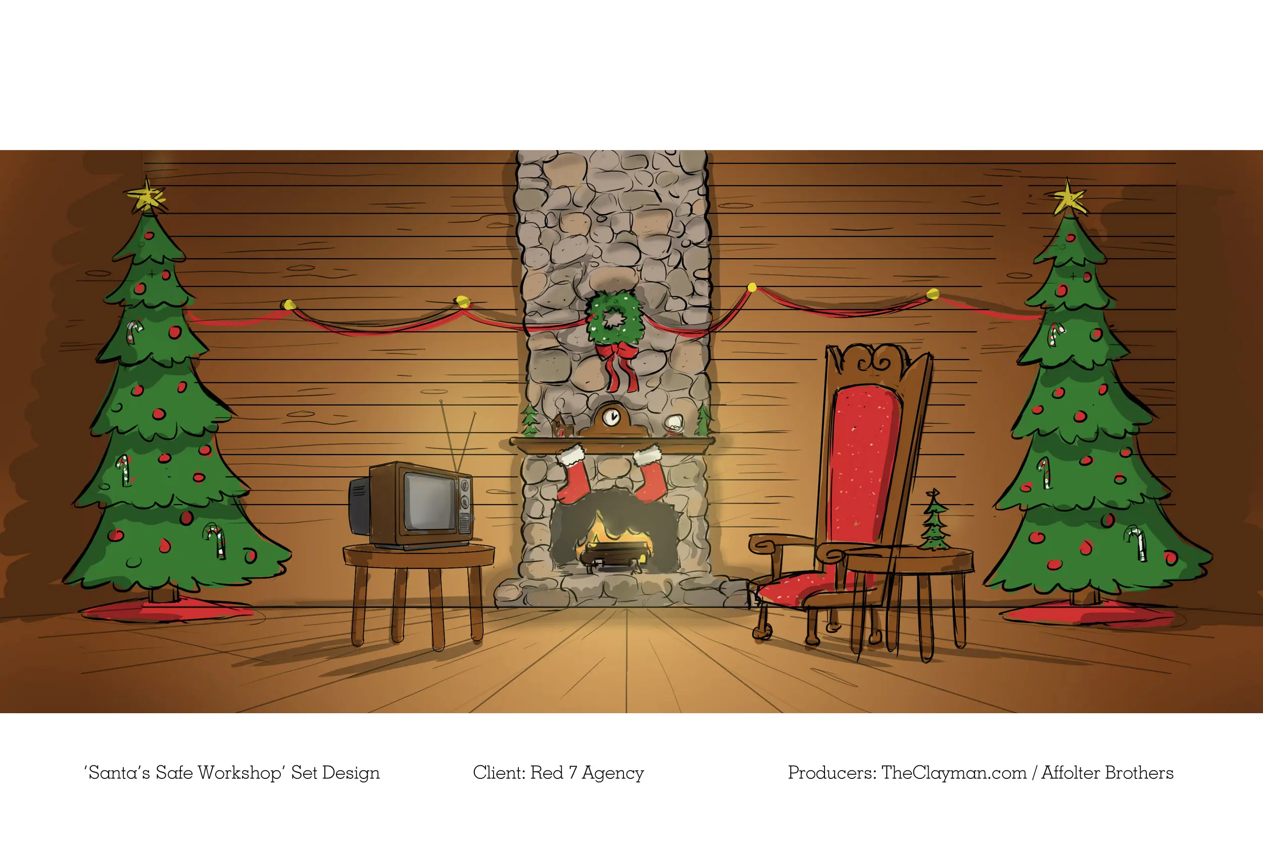 Set Design details for Santa's Workshop Makeover, an animation project for Red7 Agency, created in collaboration between The Clayman Studio and Affolter Brothers