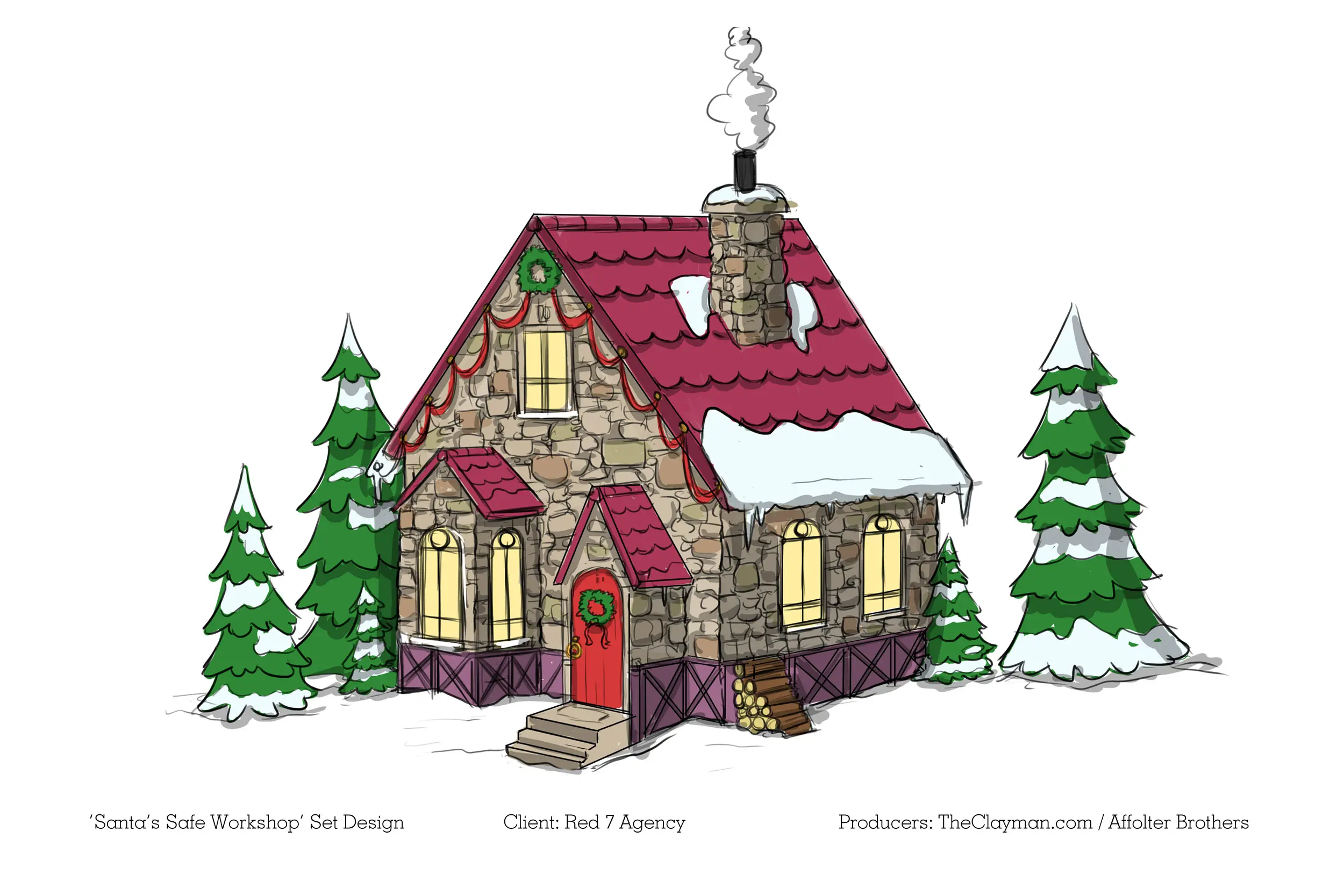 Set Design details for Santa's Workshop Makeover, an animation project for Red7 Agency, created in collaboration between The Clayman Studio and Affolter Brothers